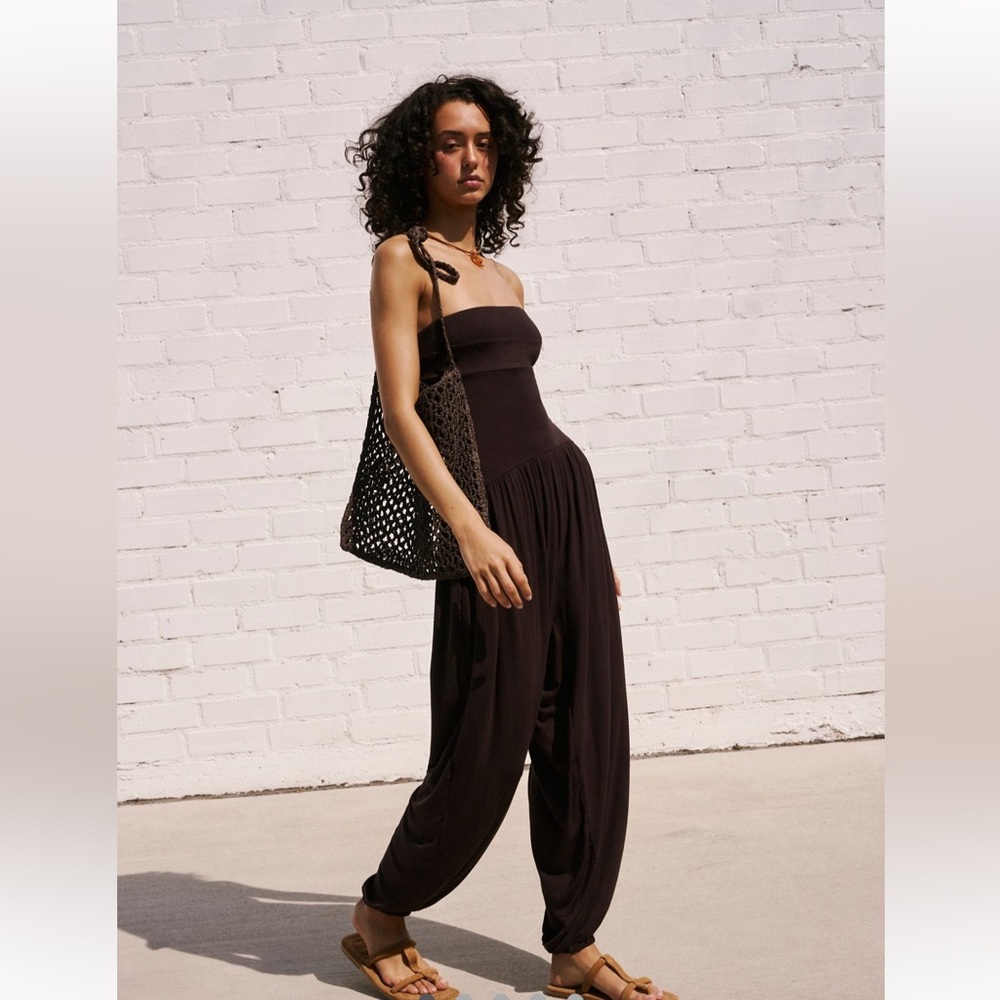 Brown Free People Drop Waist Jumpsuit